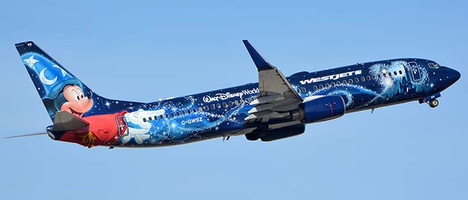 WestJet Boeing 737-8CT C-GWSZ Magic Plane, Phoenix Sky Harbor, January 22, 2016